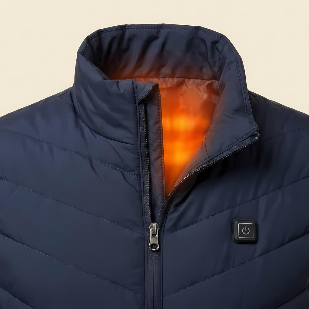 Close-up of the OXYZ Heated Vest collar heating zone