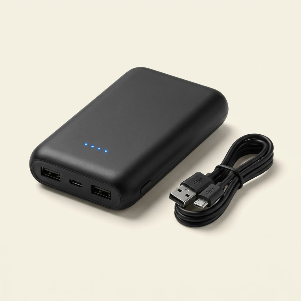 Close-up of the included 10,000 mAh power bank