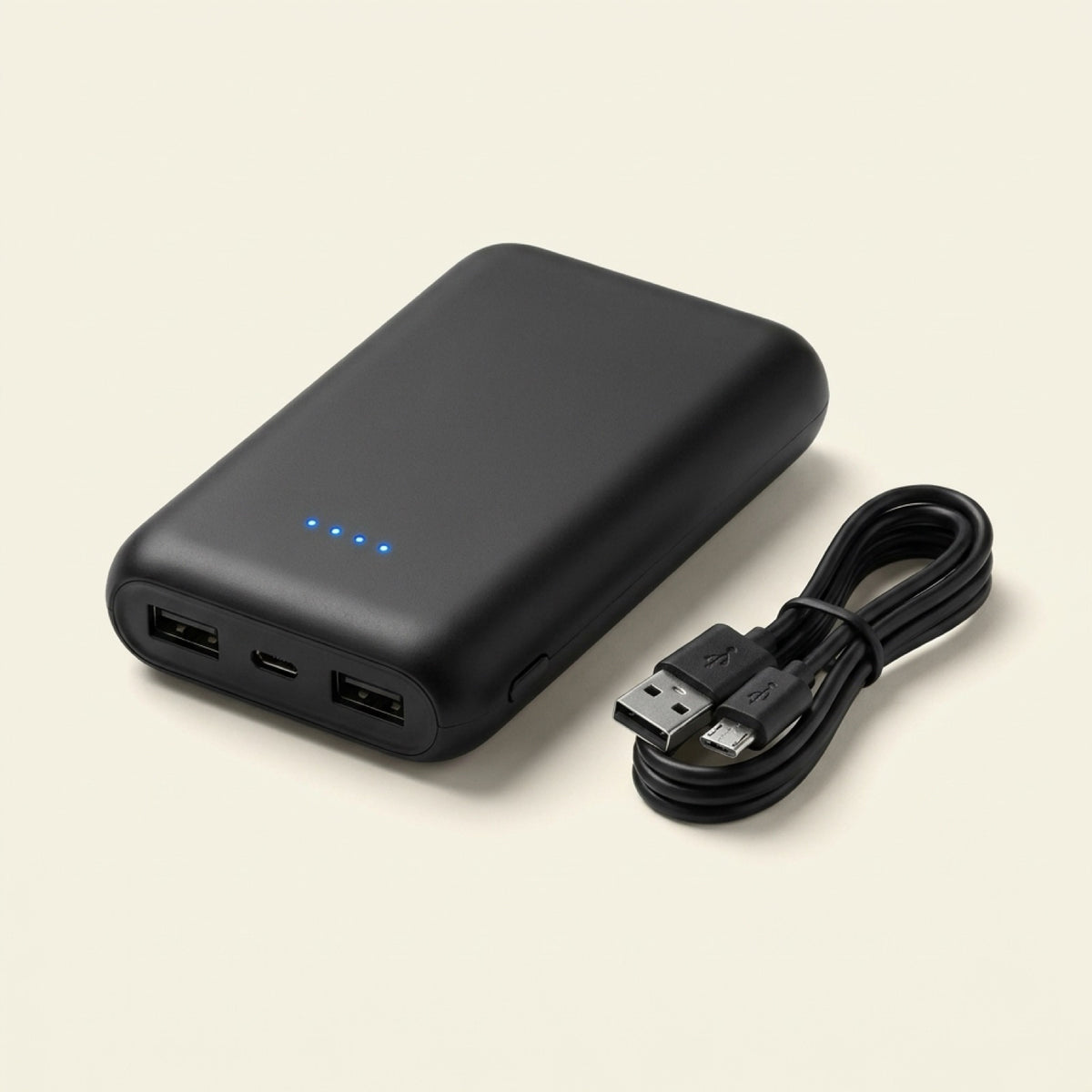 Close-up of the included 10,000 mAh power bank